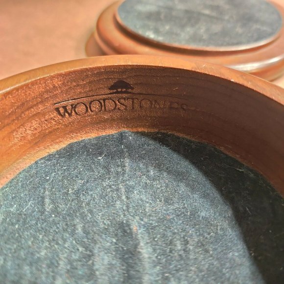 Vtg Brazilian Natural Agate Blue Dyed Inlaid on Lid Carved Wooden Trinket Box - Picture 4 of 9